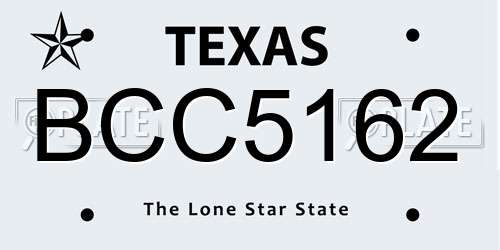 BCC5162 Texas License Plate