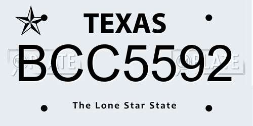 BCC5592 Texas License Plate