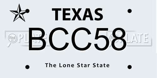 BCC58 Texas License Plate