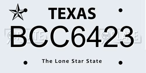 BCC6423 Texas License Plate