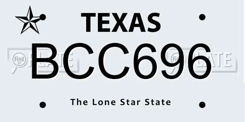 BCC696 Texas License Plate