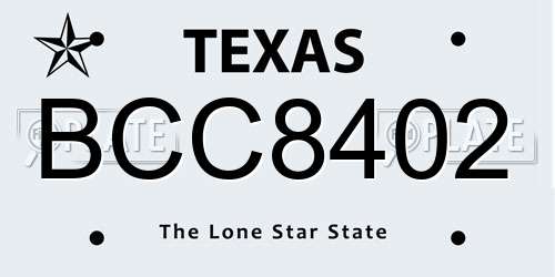 BCC8402 Texas License Plate