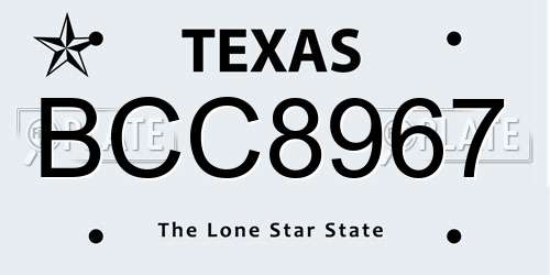 BCC8967 Texas License Plate