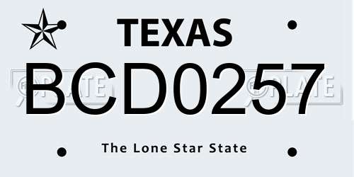 BCD0257 Texas License Plate