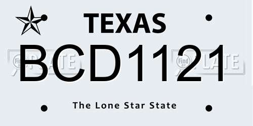 BCD1121 Texas License Plate