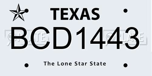 BCD1443 Texas License Plate