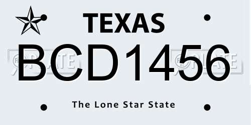 BCD1456 Texas License Plate