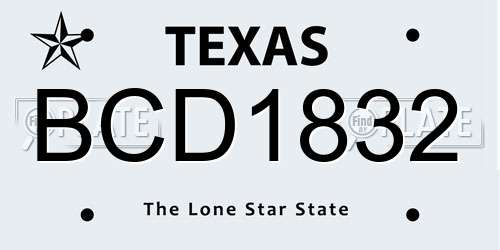 BCD1832 Texas License Plate