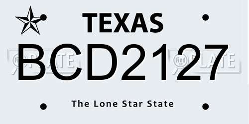 BCD2127 Texas License Plate
