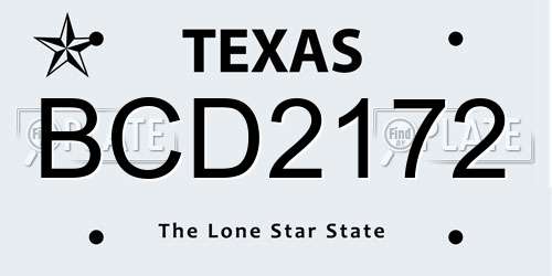 BCD2172 Texas License Plate