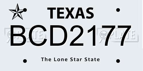 BCD2177 Texas License Plate