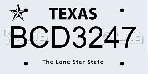 BCD3247 Texas License Plate