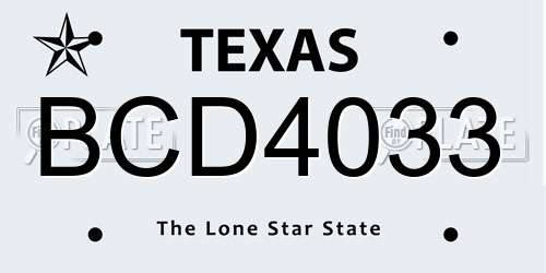BCD4033 Texas License Plate