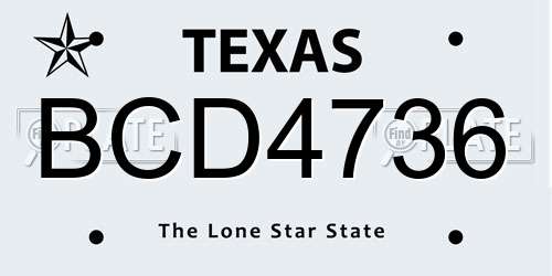 BCD4736 Texas License Plate