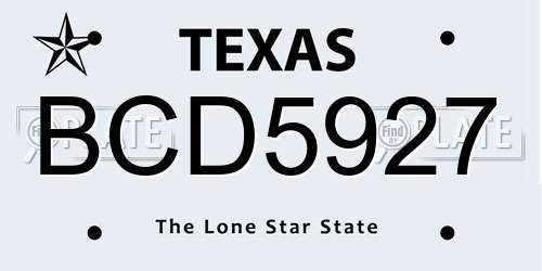 BCD5927 Texas License Plate