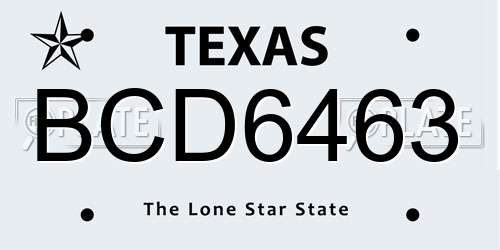 BCD6463 Texas License Plate
