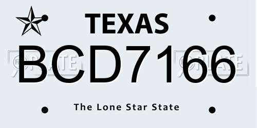 BCD7166 Texas License Plate