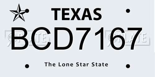 BCD7167 Texas License Plate