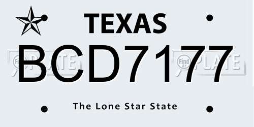 BCD7177 Texas License Plate