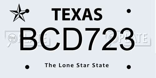 BCD723 Texas License Plate