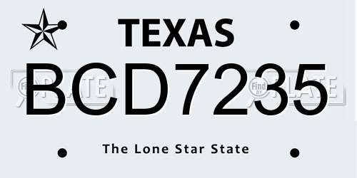 BCD7235 Texas License Plate