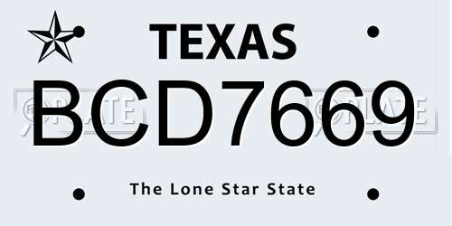BCD7669 Texas License Plate