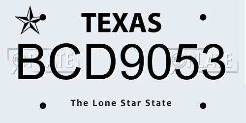 BCD9053 Texas License Plate