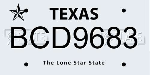 BCD9683 Texas License Plate