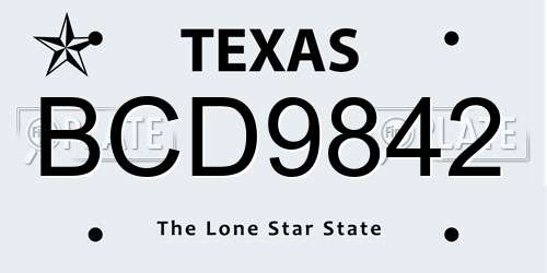 BCD9842 Texas License Plate