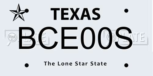 BCE00S Texas License Plate