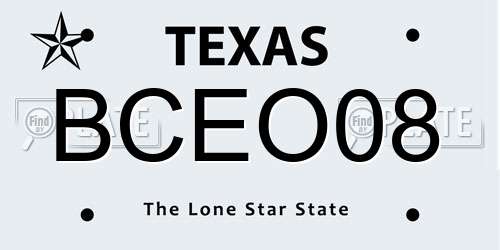 BCEO08 Texas License Plate