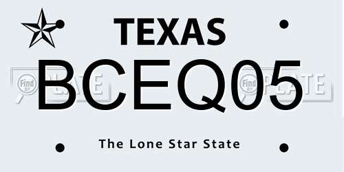 BCEQ05 Texas License Plate