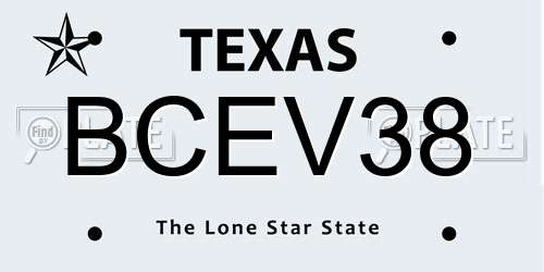 BCEV38 Texas License Plate