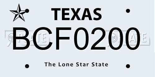 BCF0200 Texas License Plate