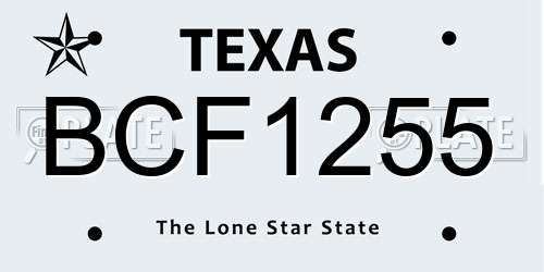 BCF1255 Texas License Plate