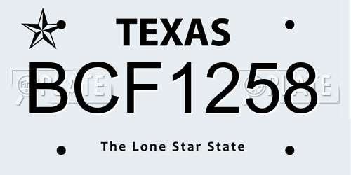 BCF1258 Texas License Plate