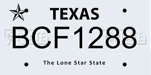 BCF1288 Texas License Plate