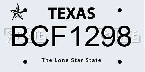 BCF1298 Texas License Plate