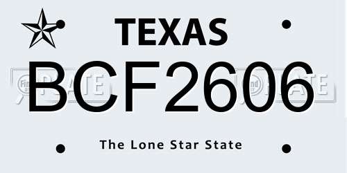 BCF2606 Texas License Plate