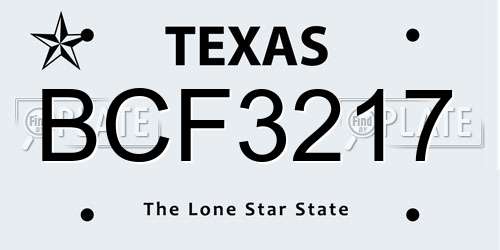 BCF3217 Texas License Plate