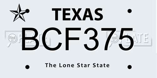 BCF375 Texas License Plate
