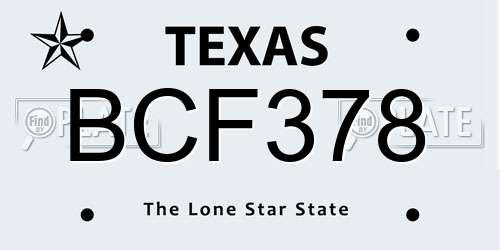 BCF378 Texas License Plate