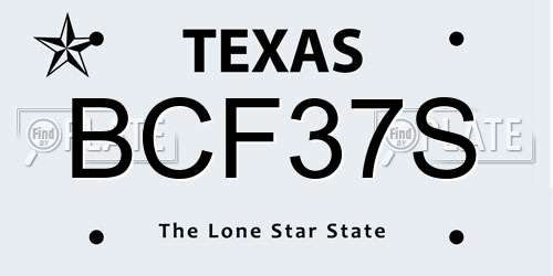 BCF37S Texas License Plate