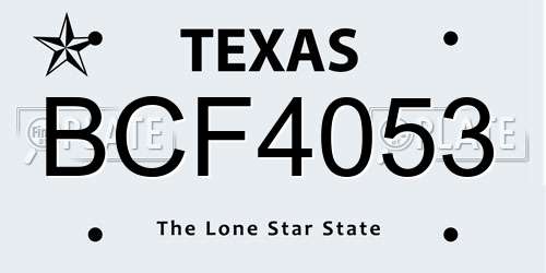 BCF4053 Texas License Plate