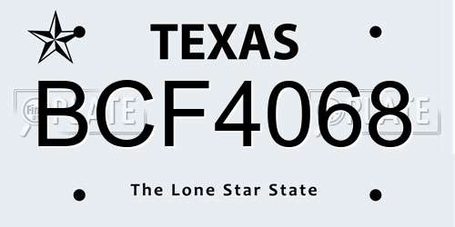 BCF4068 Texas License Plate