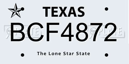 BCF4872 Texas License Plate