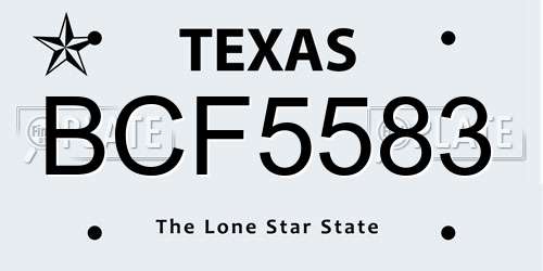 BCF5583 Texas License Plate