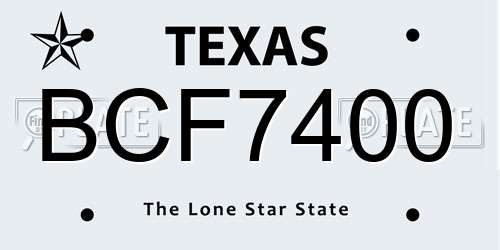 BCF7400 Texas License Plate