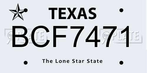 BCF7471 Texas License Plate