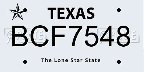 BCF7548 Texas License Plate